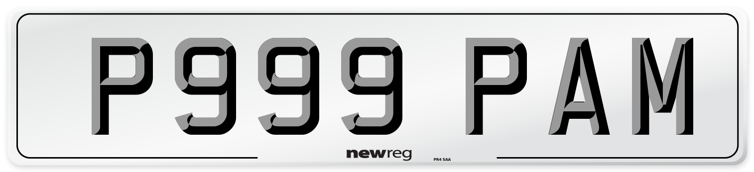 P999 PAM Number Plate from New Reg
